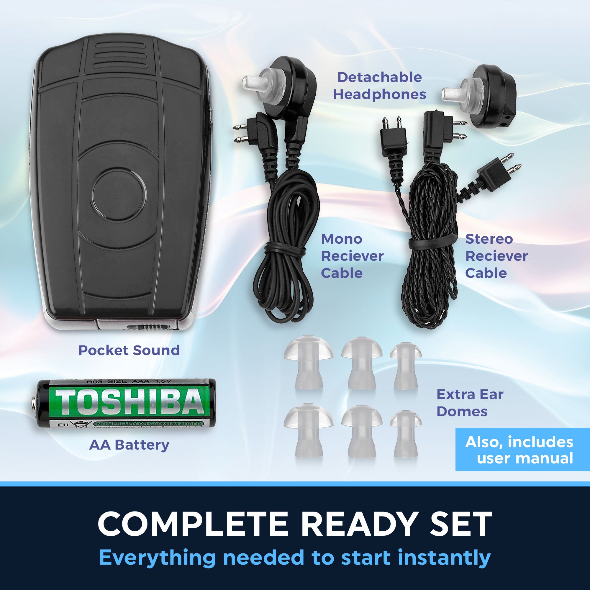 MEDca Digital Personal Sound Aids with Single and Double Ear Headphone for Adult - Black