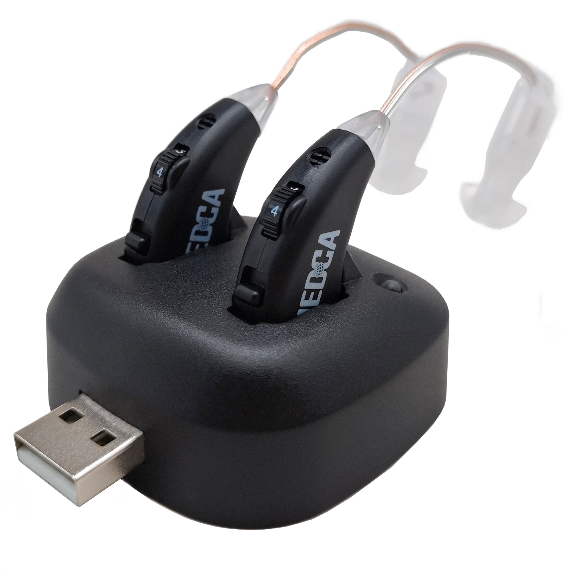 Digital Hearing Aids Set - Rechargeable Premium BTE Personal Sound Aids Pair with USB Dock, Behind The Ear Hearing Enhancement Devices with Long Lasting Battery Life