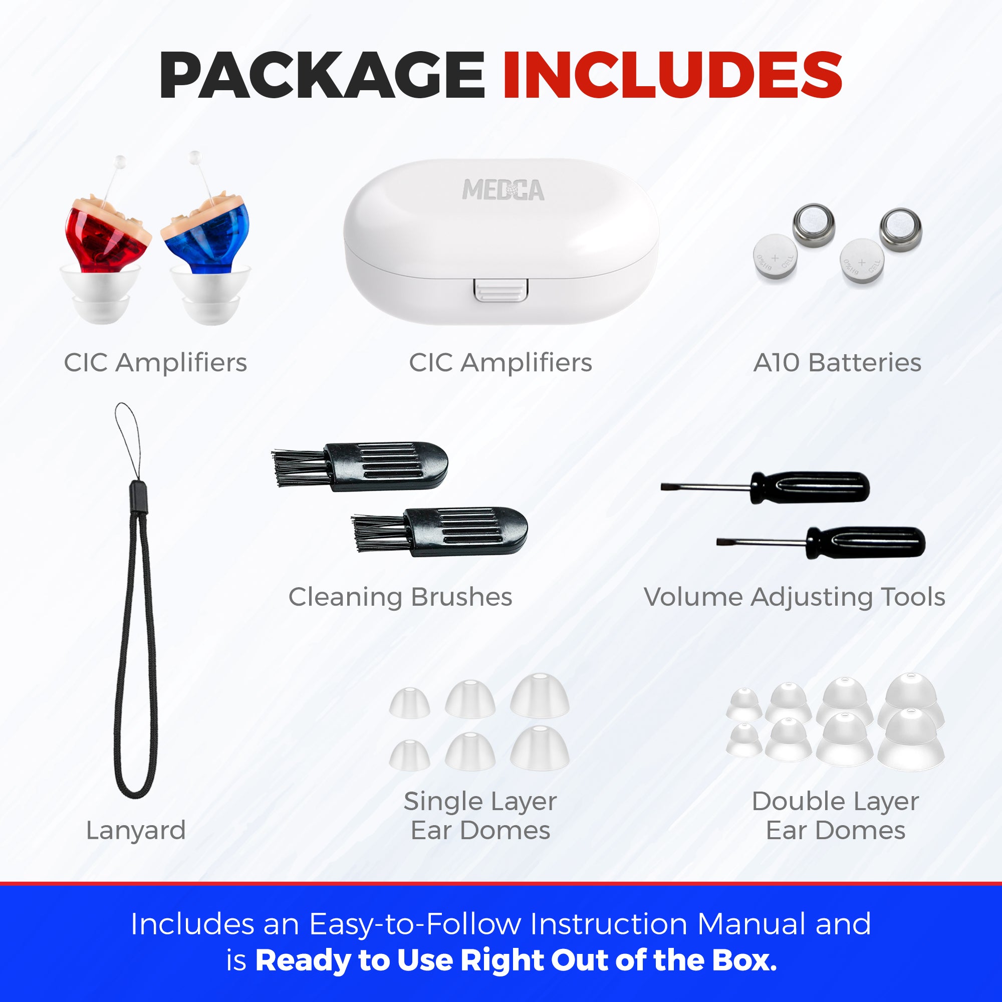 Premium Digital Hearing Aids for Seniors - Invisible in Canal (CIC) In-Ear Mini Sound Enhancer Set, Near-Invisible, Noise Cancelling, Personal Sound Hearing Aids - Pair - MZ-21