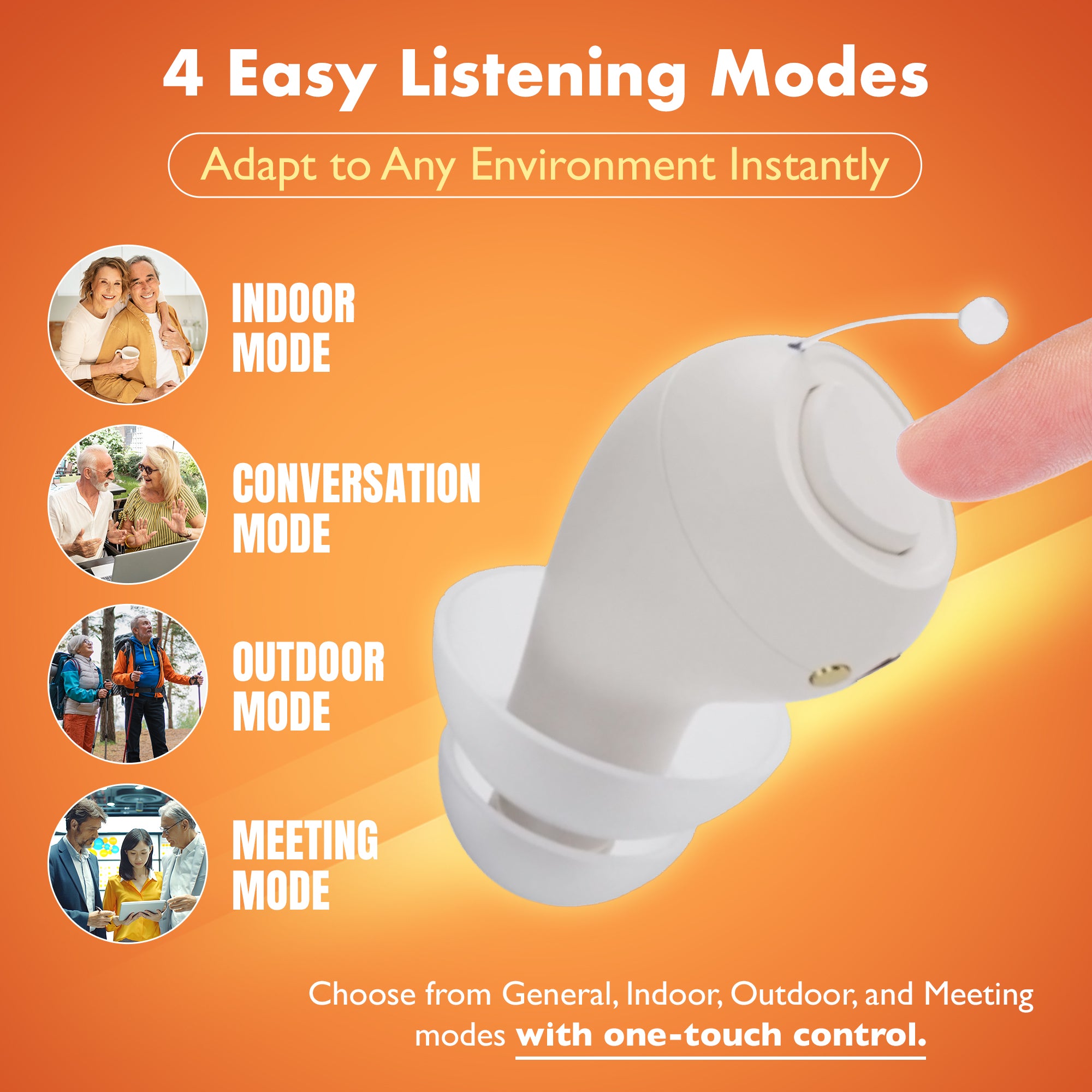 CIC Rechargeable Hearing Aids for Seniors & Adults w/ Intelligent Noise Reduction - Near-Invisible, 32-Channel, Easy Use Sound Device, Long-Lasting Battery Life, Charging Case With UV Sterilization