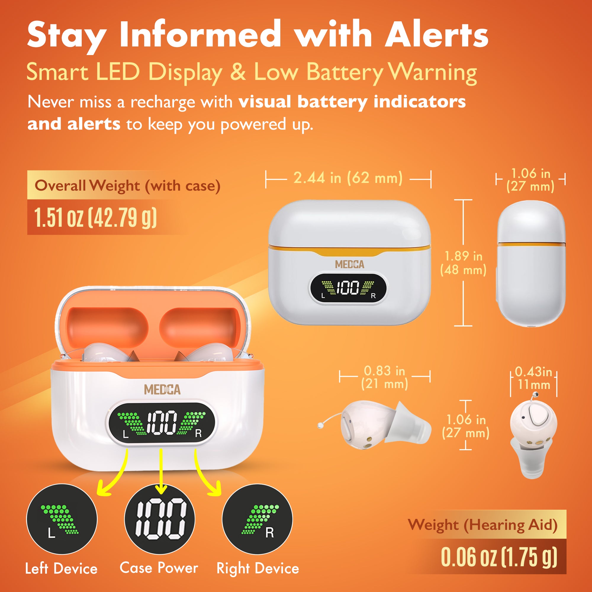 CIC Rechargeable Hearing Aids for Seniors & Adults w/ Intelligent Noise Reduction - Near-Invisible, 32-Channel, Easy Use Sound Device, Long-Lasting Battery Life, Charging Case With UV Sterilization