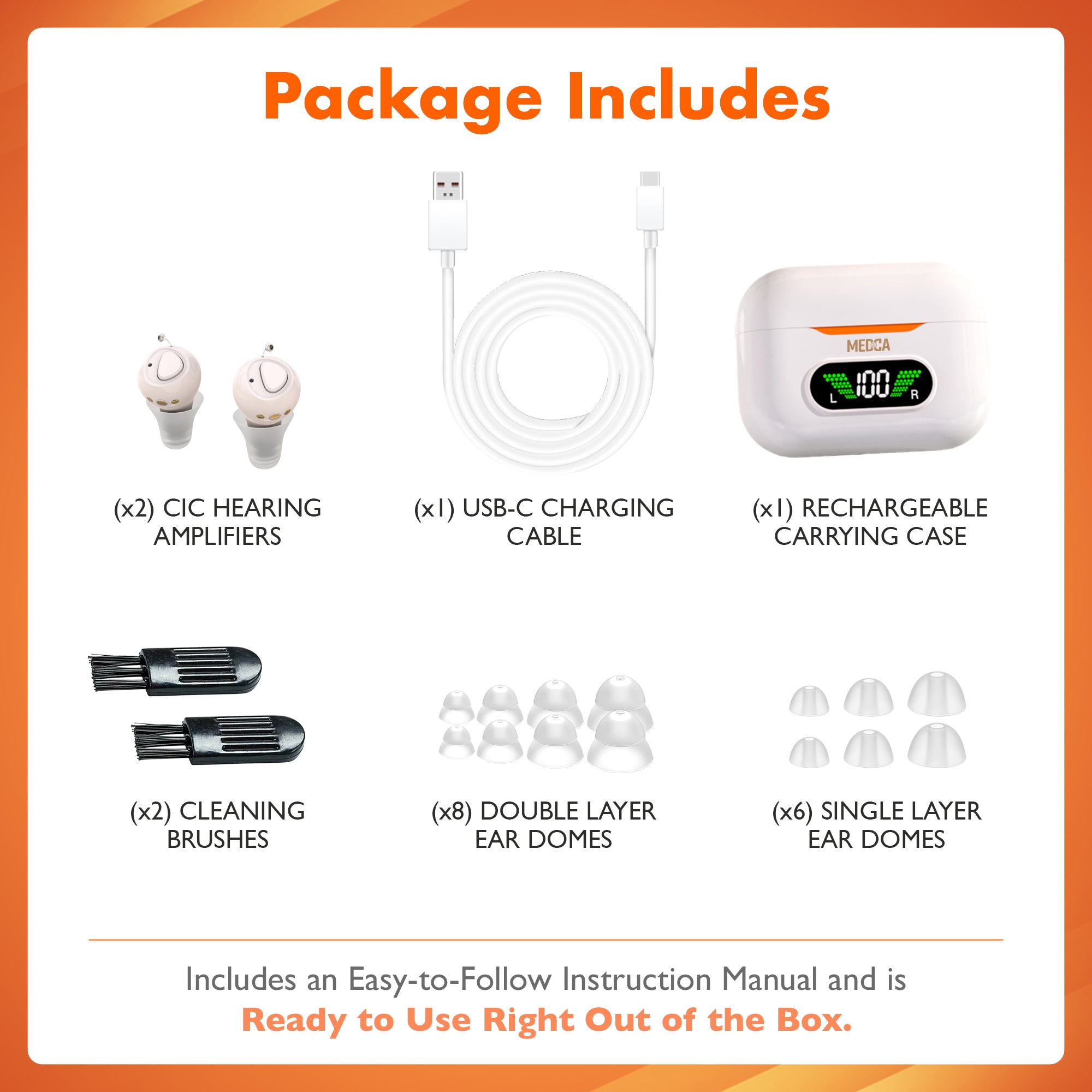 CIC Rechargeable Hearing Aids for Seniors & Adults w/ Intelligent Noise Reduction - Near-Invisible, 32-Channel, Easy Use Sound Device, Long-Lasting Battery Life, Charging Case With UV Sterilization