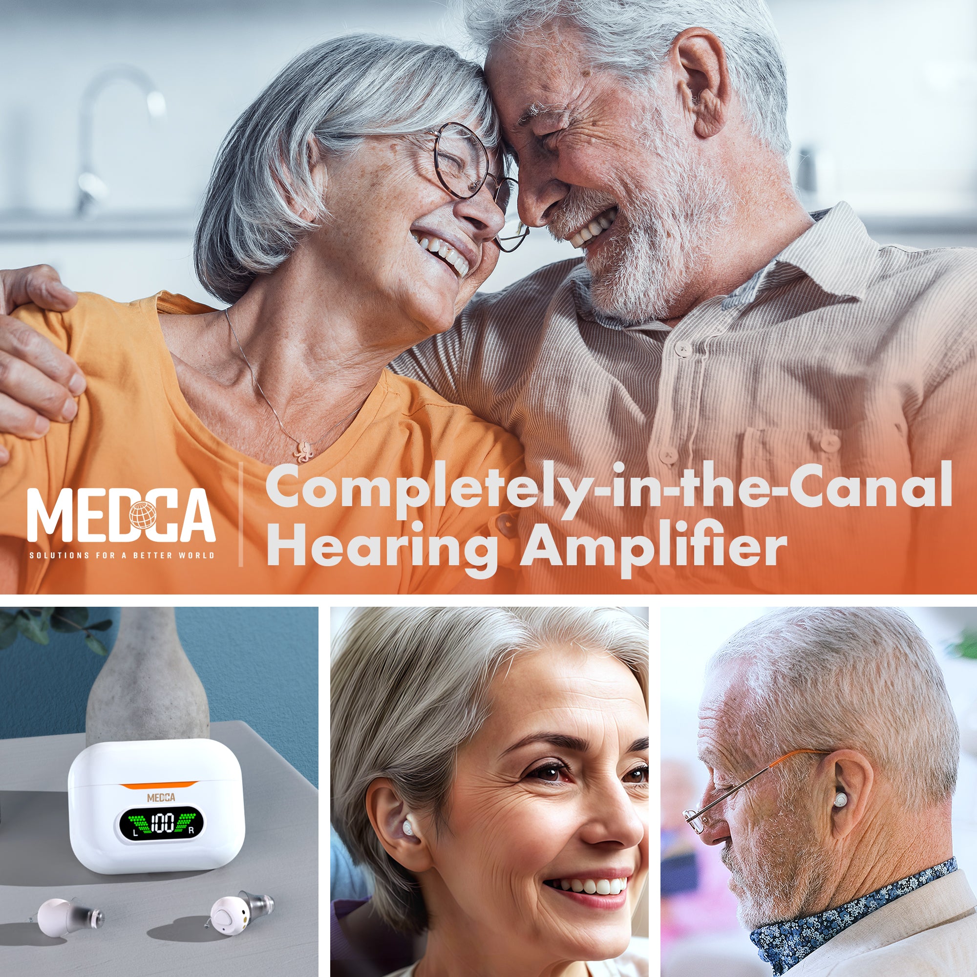 CIC Rechargeable Hearing Aids for Seniors & Adults w/ Intelligent Noise Reduction - Near-Invisible, 32-Channel, Easy Use Sound Device, Long-Lasting Battery Life, Charging Case With UV Sterilization