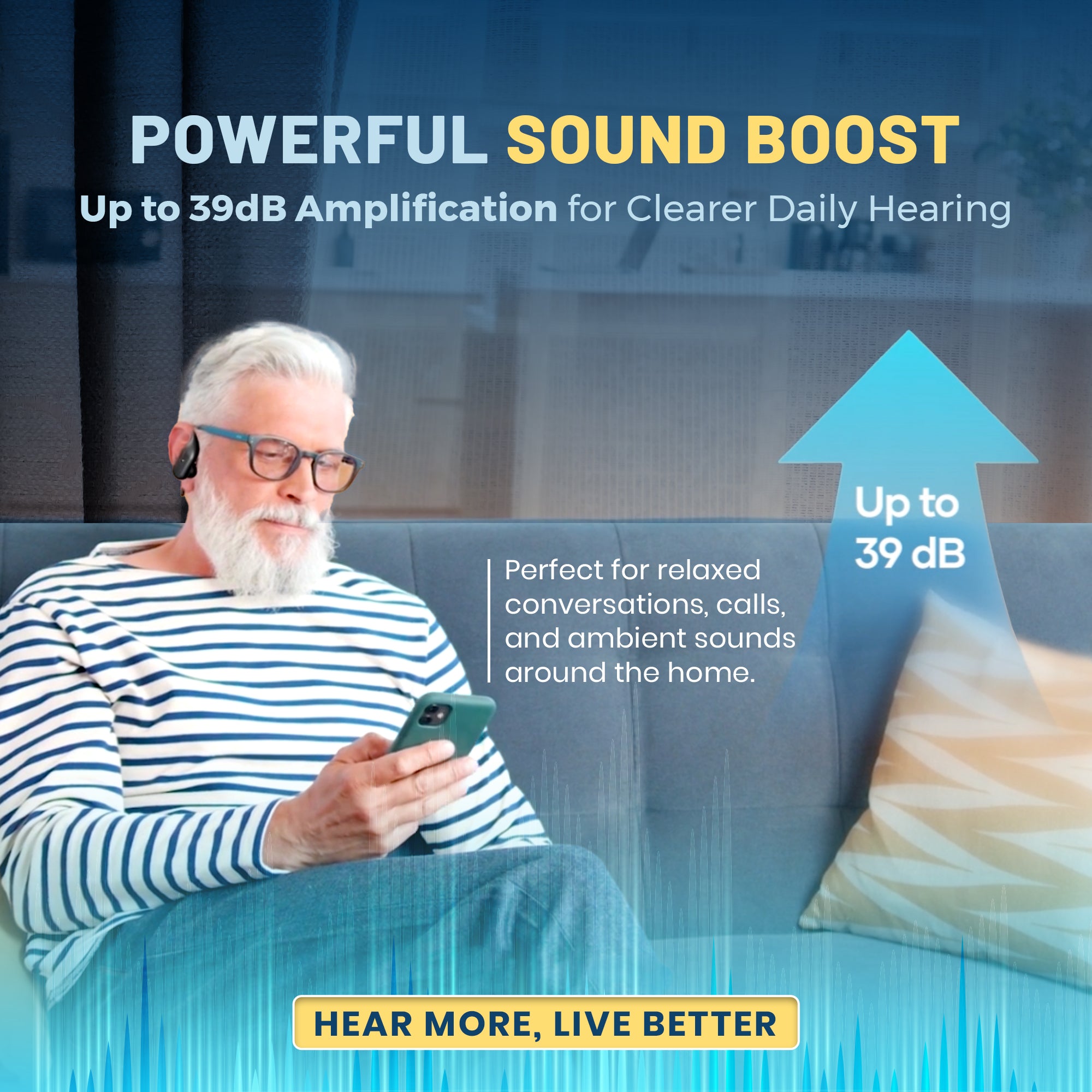 Rechargeable Bluetooth Hearing Aids for Seniors - Easy-to-Use Behind the Ear Sound Amplifier with Automatic Noise Cancelling - BTE Hearing Loss Aids for Adults Men & Women w/ LED Charging Case