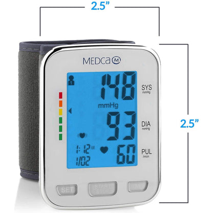 Upper Arm Blood Pressure Monitor - Large Adjustable Cuff - Automatic BP Machine with Large Backlit LCD Display and 120 Memory Readings for Fast Accurate Reading for Home Use by MEDca