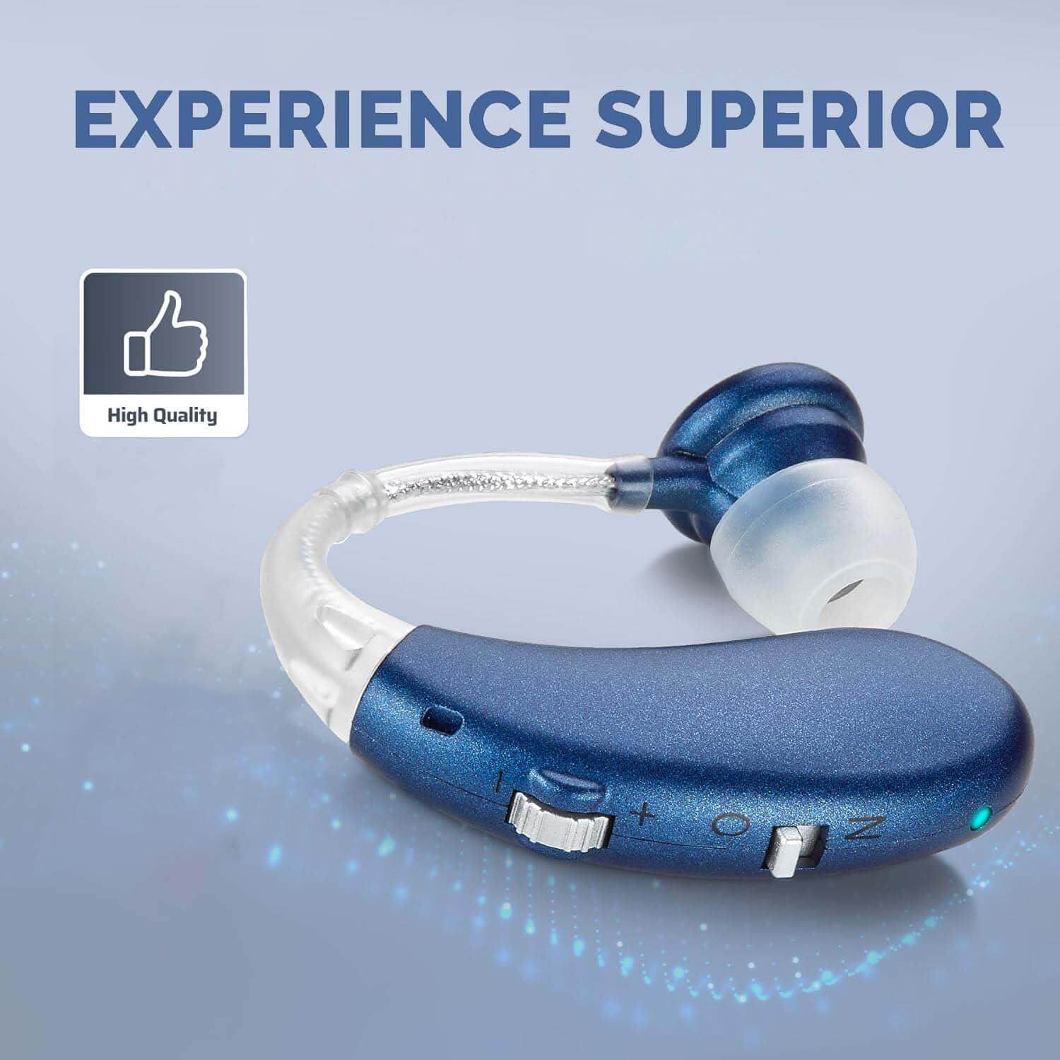 Digital Hearing Aids - Rechargeable -Operated BTE Personal Sound Assist Device with 2 Modes, Volume Control & Noise Cancelling, Behind-The-Ear Aids for Adults and Seniors