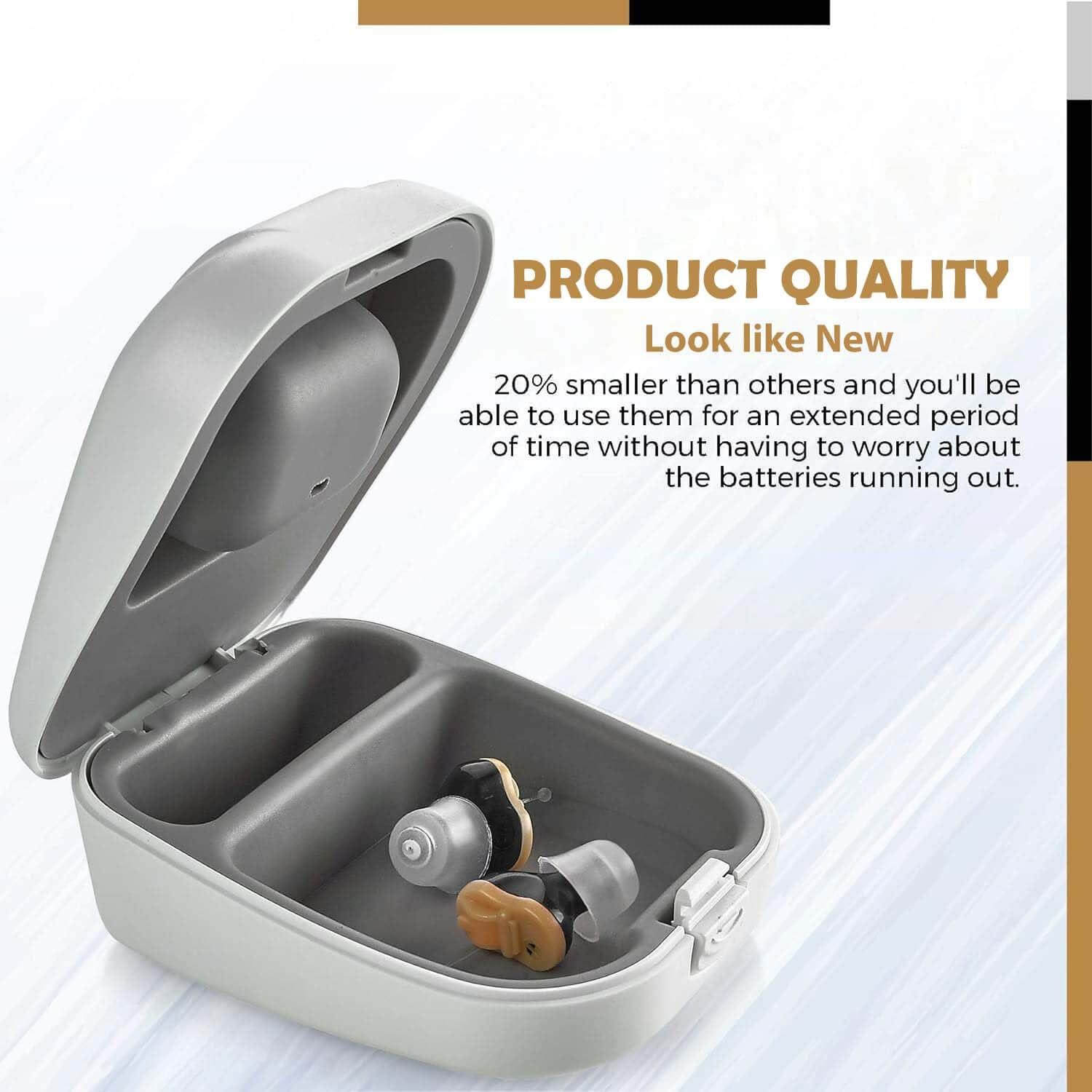 Digital Hearing Aids - Invisible in Canal (CIC) in-Ear Mini Sound Enhancer Set, Near-Invisible, Noise Cancelling, Personal Sound Hearing Aids