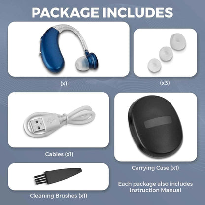 Digital Hearing Aids - Rechargeable -Operated BTE Personal Sound Assist Device with 2 Modes, Volume Control & Noise Cancelling, Behind-The-Ear Aids for Adults and Seniors