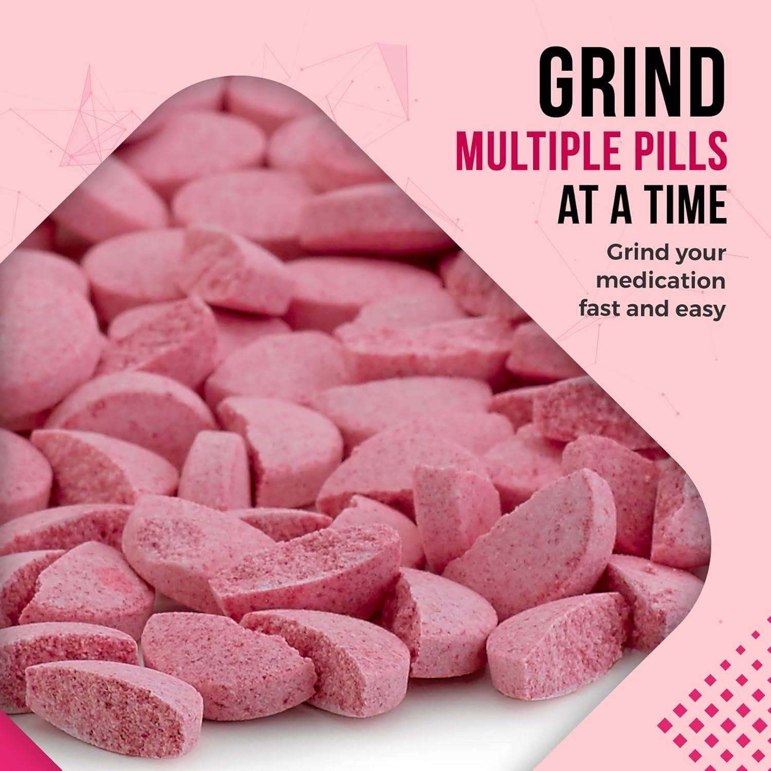 Pill Grinder - Pro Manual Pill Crusher and Cutter Crush, Grind and Pulverize Multiple Pills and Tablets to Fine Powder Use for Seniors, Feeding Tubes, Kids or Dogs, Cats, & Pets, Stainless Steel