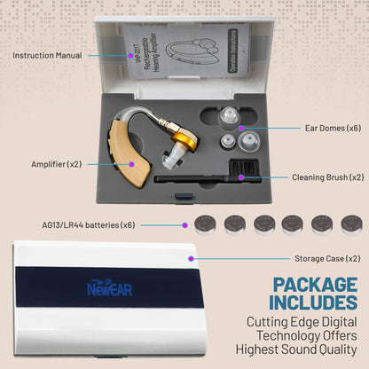 Digital Hearing Aids Pair - Behind the Ear Left & Right BTE Personal Sound Hearing Aids by MEDca