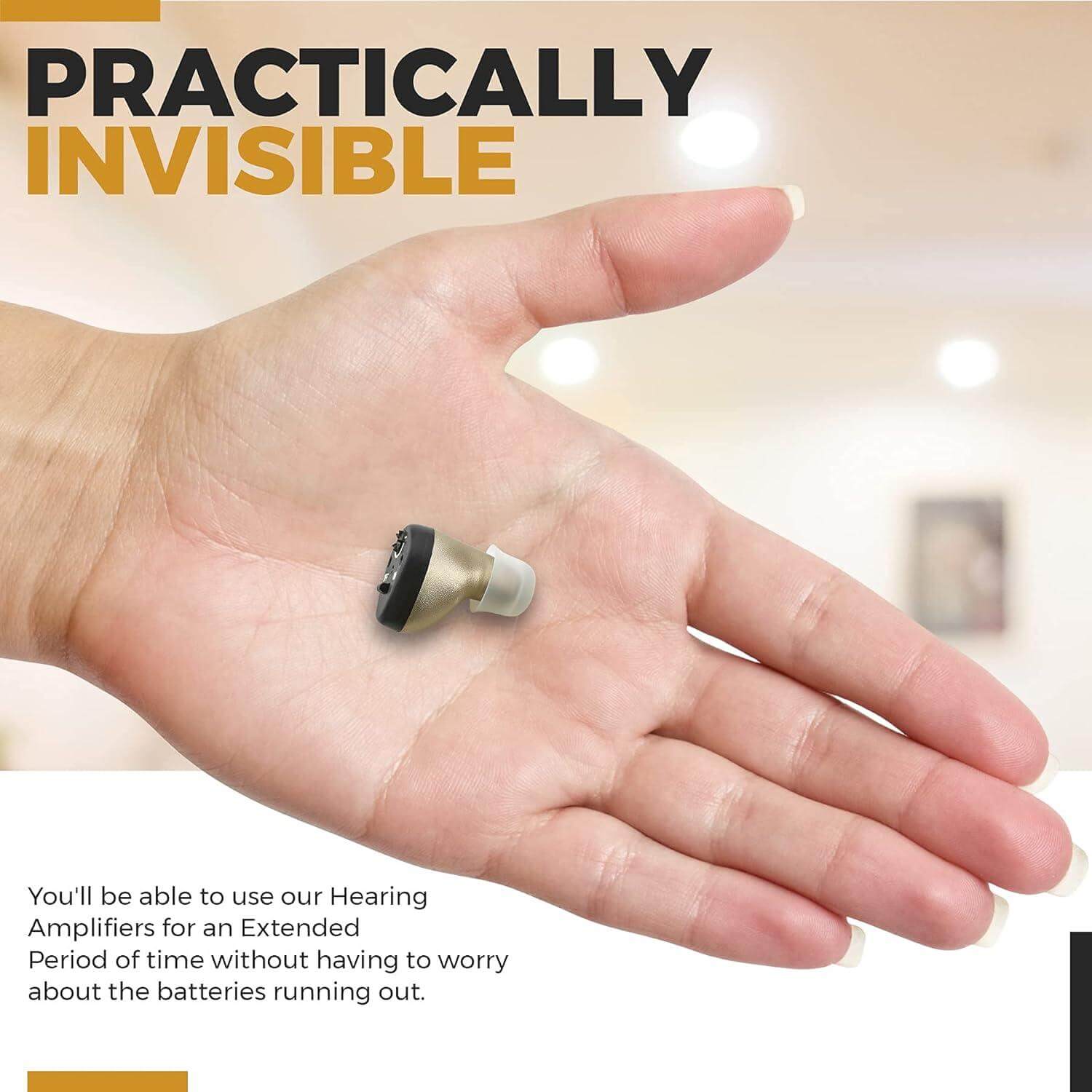 Hearing Aids for Seniors and Adults, Rechargeable CIC Complete-in-Canal Nearly Invisible Personal Sound Aids with Digital Noise Cancelling and Feedback Reduction Feature