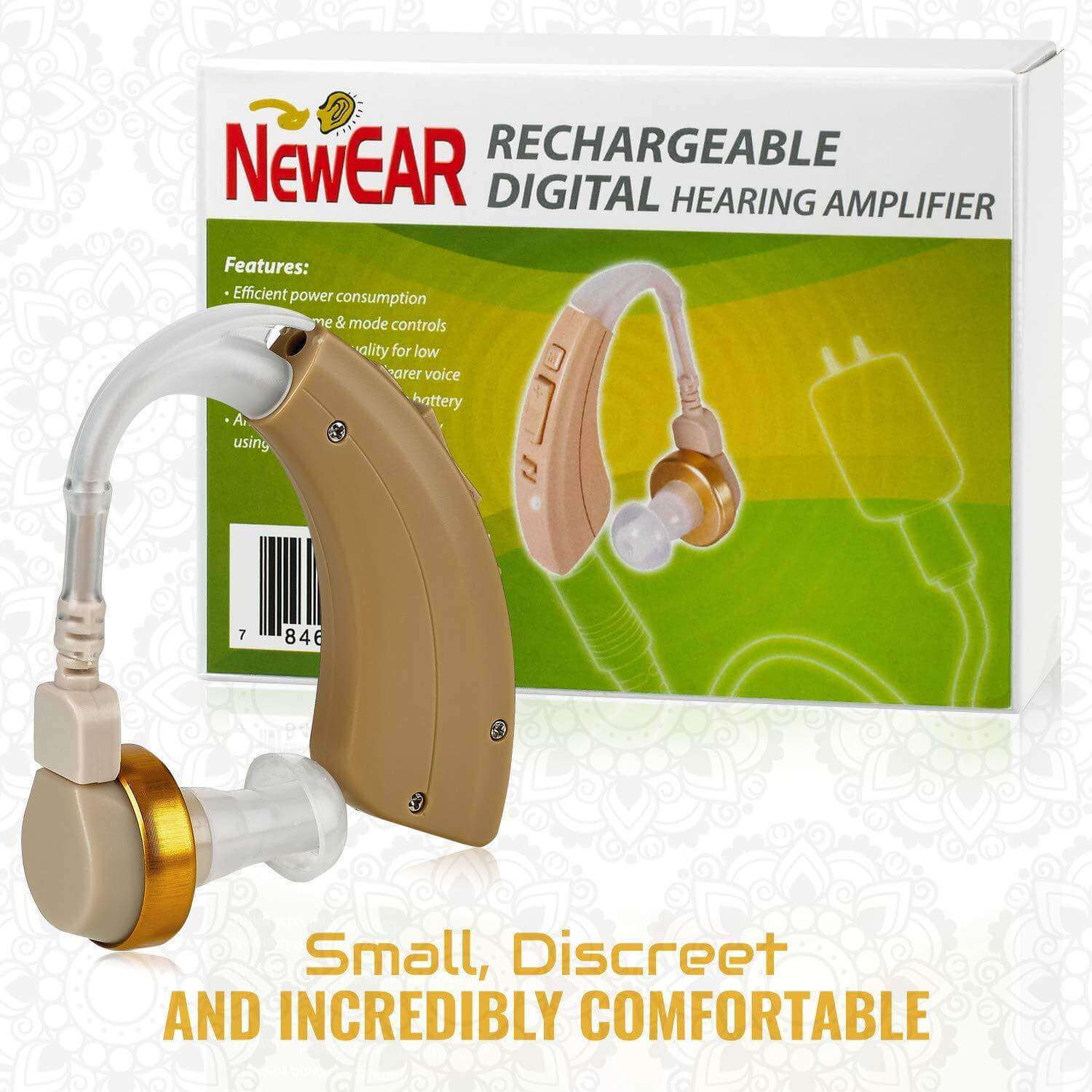 MEDca Behind the Ear Sound Aids - Rechargable BTE Hearing Ear Amplification Device and Digital Sound Enhancer PSAD for the Hard of Hearing, Noise Reducing Feature