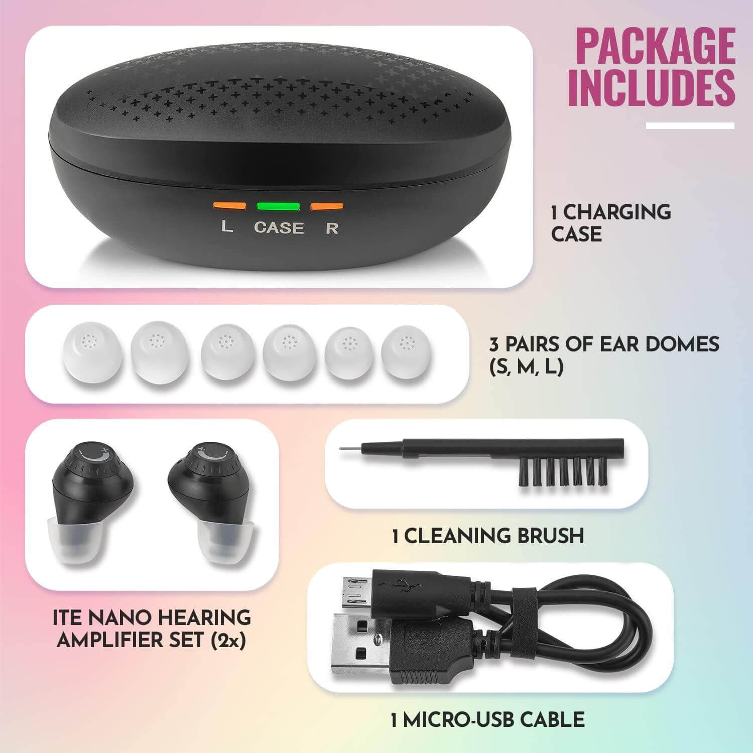 Mini Digital Hearing Aids - ITE Rechargeable Personal Sound Aids - Lightweight Hearing Aids Device with Noise Cancelling, In-Ear Detection & Volume Control Dial for Adults Seniors