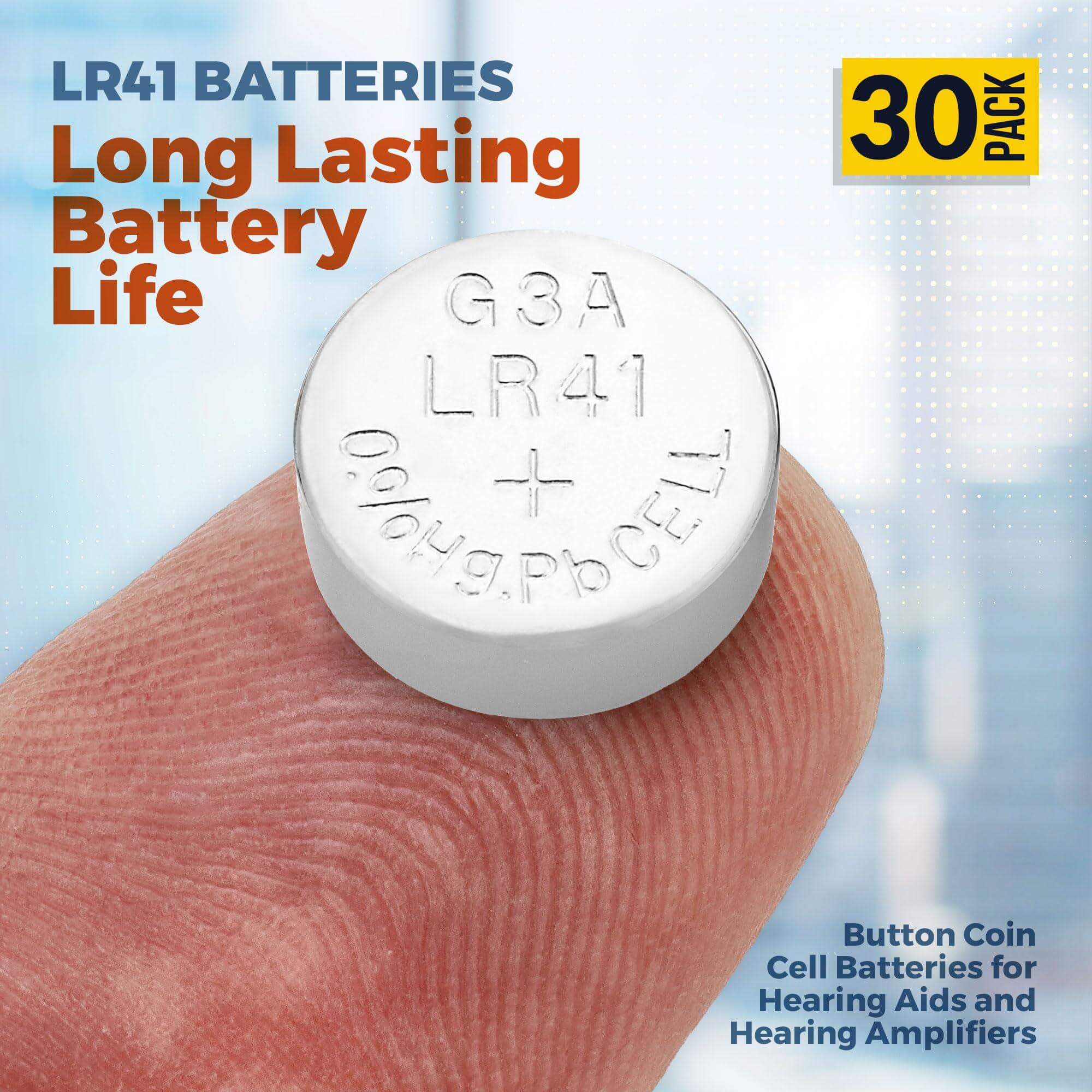 1.5V Alkaline Batteries - LR41, 192, 92A,LR736, and AG3 Battery - Button Coin Cell for Hearing Aids, Amplifiers, Clocks, Toys, Remotes, Calculators, Lasers, Long Lasting Power, Anti Corrosion, 30 Pcs