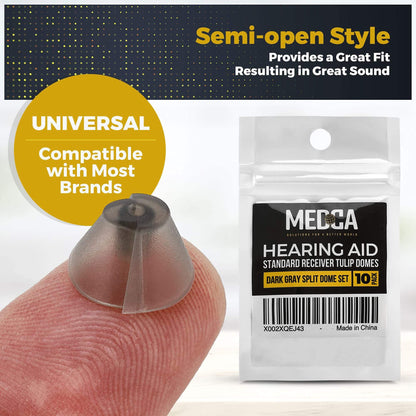 MEDca Hearing Aid Standard Receiver Tulip Domes Compatible with GN Resound Sure Fit - Universal Invisible Tip Replacement Ear Domes for BTE PSAP Hearing Amplifiers and Open Fit Models (10)