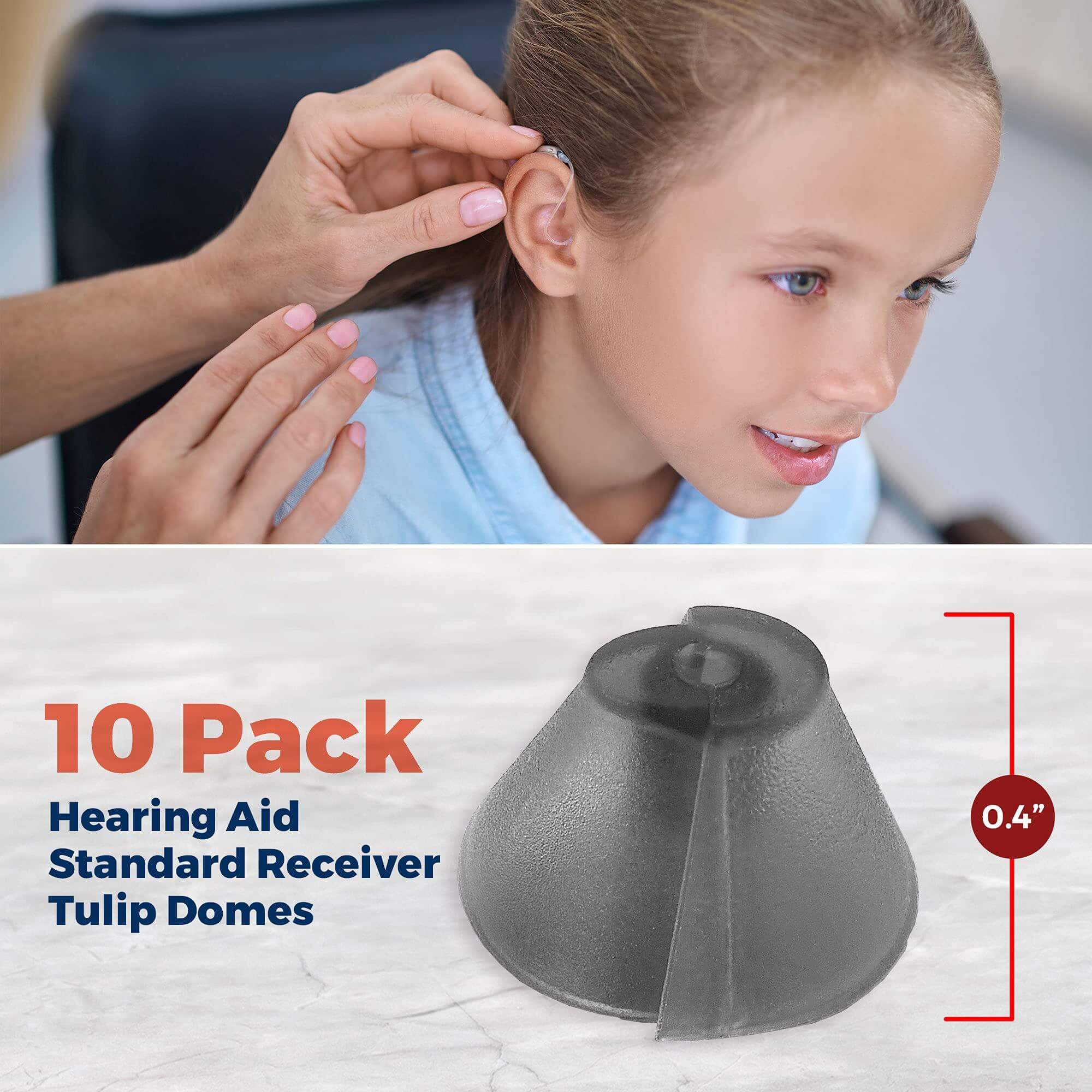 MEDca Hearing Aid Standard Receiver Tulip Domes Compatible with GN Resound Sure Fit - Universal Invisible Tip Replacement Ear Domes for BTE PSAP Hearing Amplifiers and Open Fit Models (10)