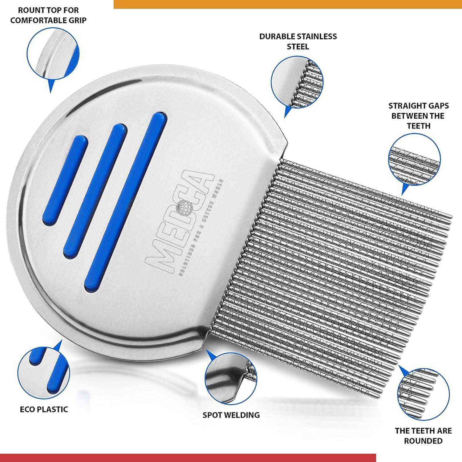 Lice Comb - Head Lice Treatment that's Individually Packaged Professional Stainless Steel Louse and Nit Combs Removes Eggs with Rounded Tips for Comfort