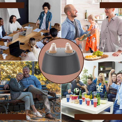 Rechargeable Hearing Ai to Aid and Assist Hearing, Completely-in-Canal (CIC) Nearly Invisible Mini Personal Sound Device w/ Noise Cancellation & Feedback Reduction for Adults Seniors & Elderly