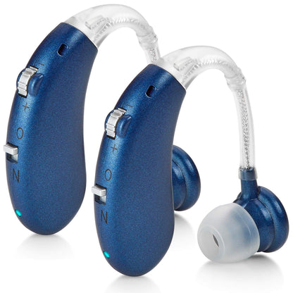 Digital Hearing Aids Pair - Rechargeable -Operated BTE Personal Sound Assist Device with 2 Modes, Volume Control & Noise Cancelling, Behind-The-Ear Aids for Adults and Seniors