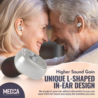 Rechargeable Hearing Aids Pair w/ Noise Cancelling, Digital Sound Device for Seniors & Adults - ITC Nano Personal Aids - One Touch Control & Low Sound Distortion Hearing Assist Device