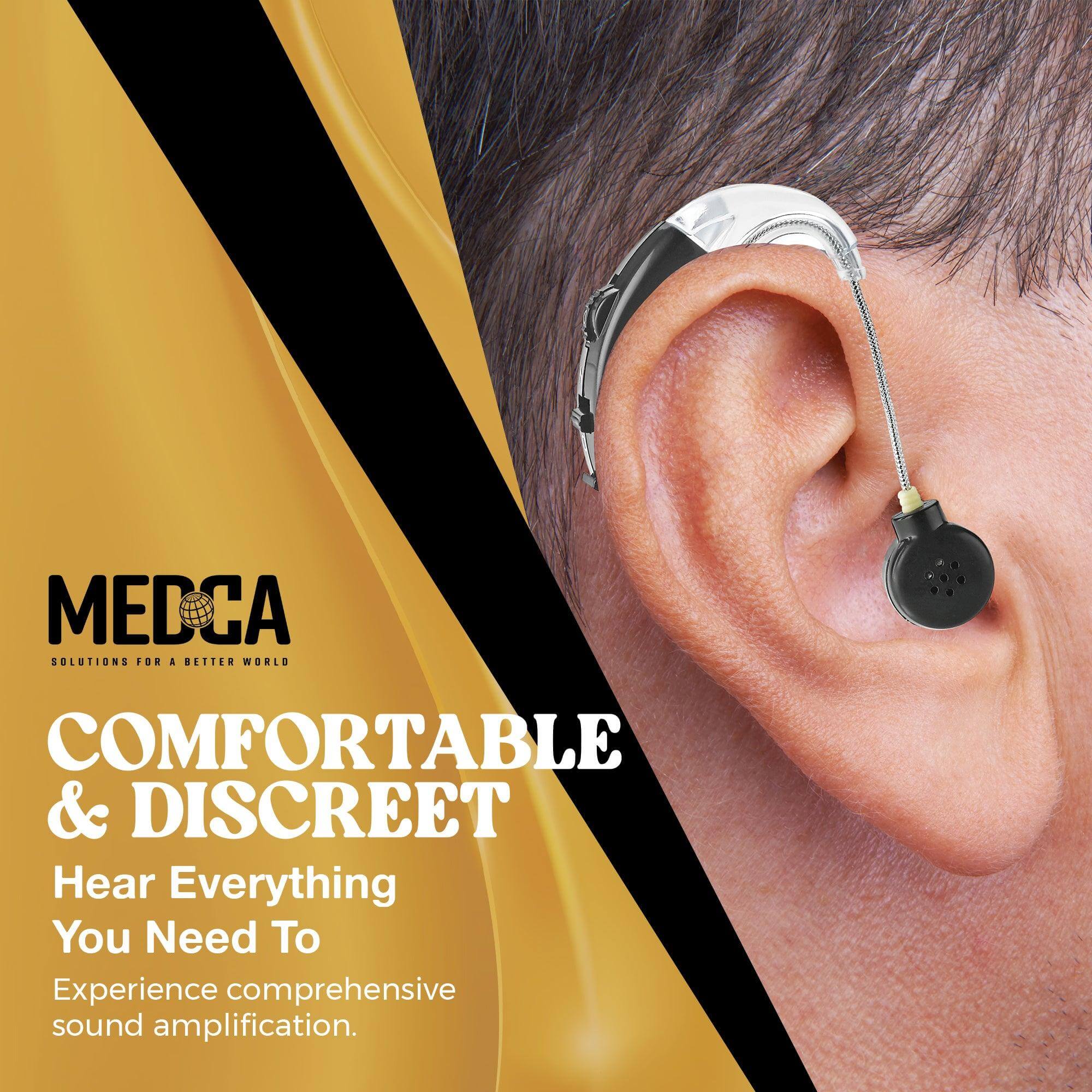 Behind the Ear Sound Aids - BTE Hearing Ear Amplification Device and Digital Hearing Aids for Seniors PSAD for the Hard of Hearing, Noise Reducing, Black, By MEDca for Seniors PSAD for the Hard of Hearing, Noise Reducing, Black, By MEDca