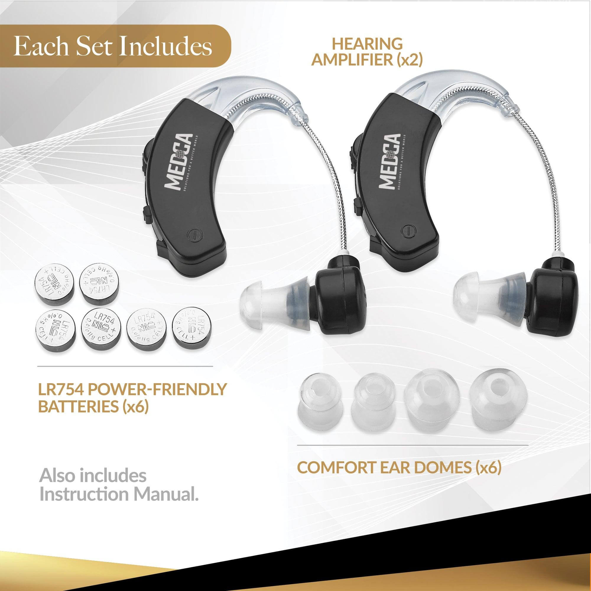 Behind the Ear Sound Aids - BTE Hearing Ear Amplification Device and Digital Hearing Aids for Seniors PSAD for the Hard of Hearing, Noise Reducing, Black, By MEDca for Seniors PSAD for the Hard of Hearing, Noise Reducing, Black, By MEDca