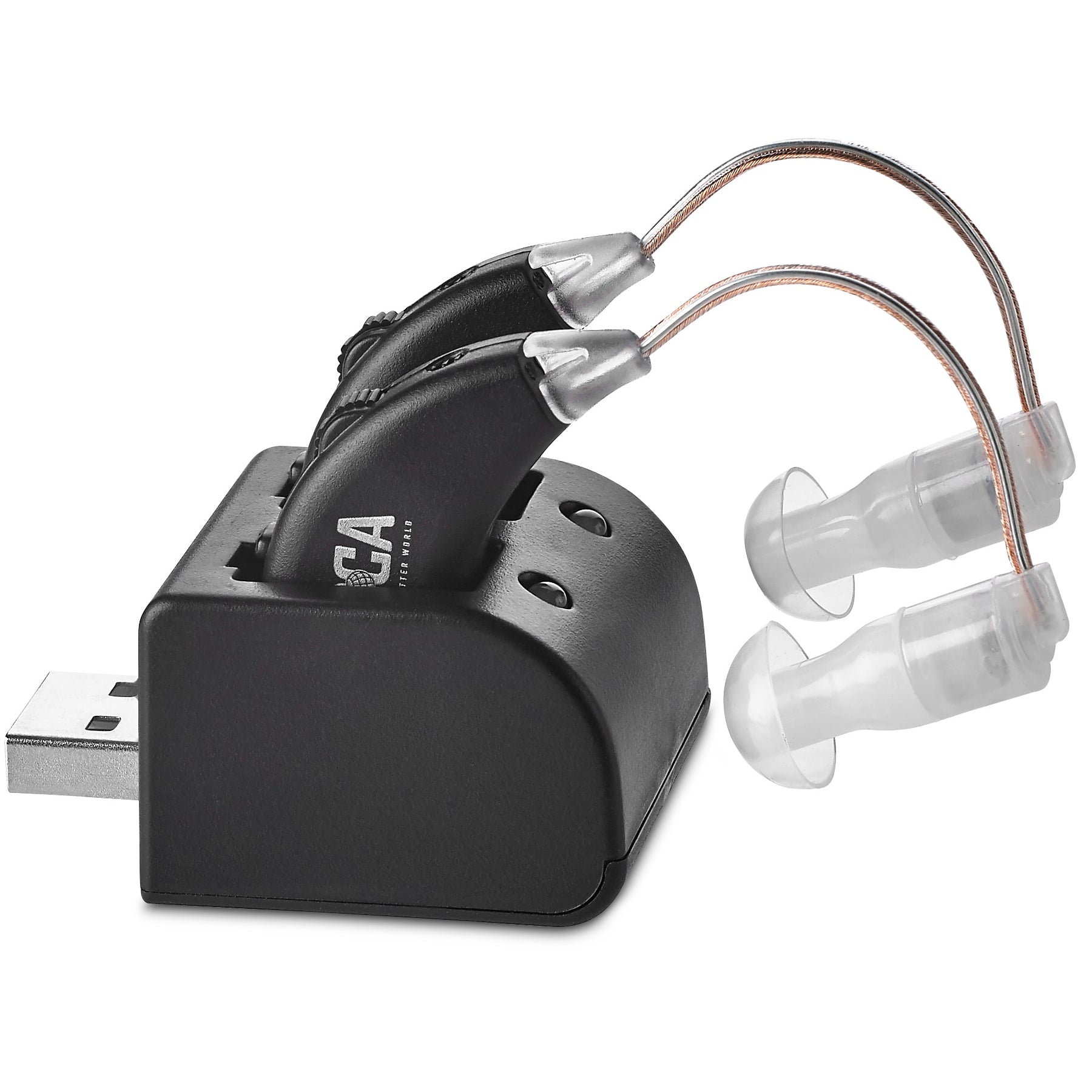 Digital Hearing Aids Set - Rechargeable Premium BTE Personal Sound Aids Pair with USB Dock, Behind The Ear Hearing Enhancement Devices with Long Lasting Battery Life