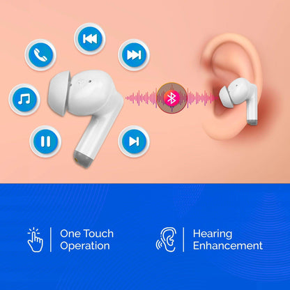 Hearing Aids Earbuds - Rechargeable, Wireless Bluetooth Audio and Personal Sound Enhancement Device Aids for Adults Seniors with Noise Canceling, Feedback Reduction and Portable Charging Case