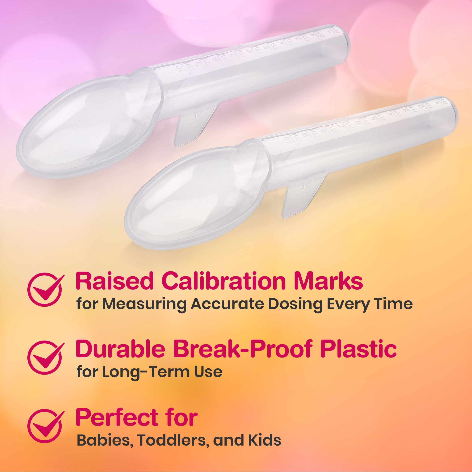 Calibrated Medicine Spoon for Kids, Baby & Toddler - (Pack of 4) - 2 Tsp/10 mL Capacity Plastic Oral Liquid Dose Medication Graduated Dispenser