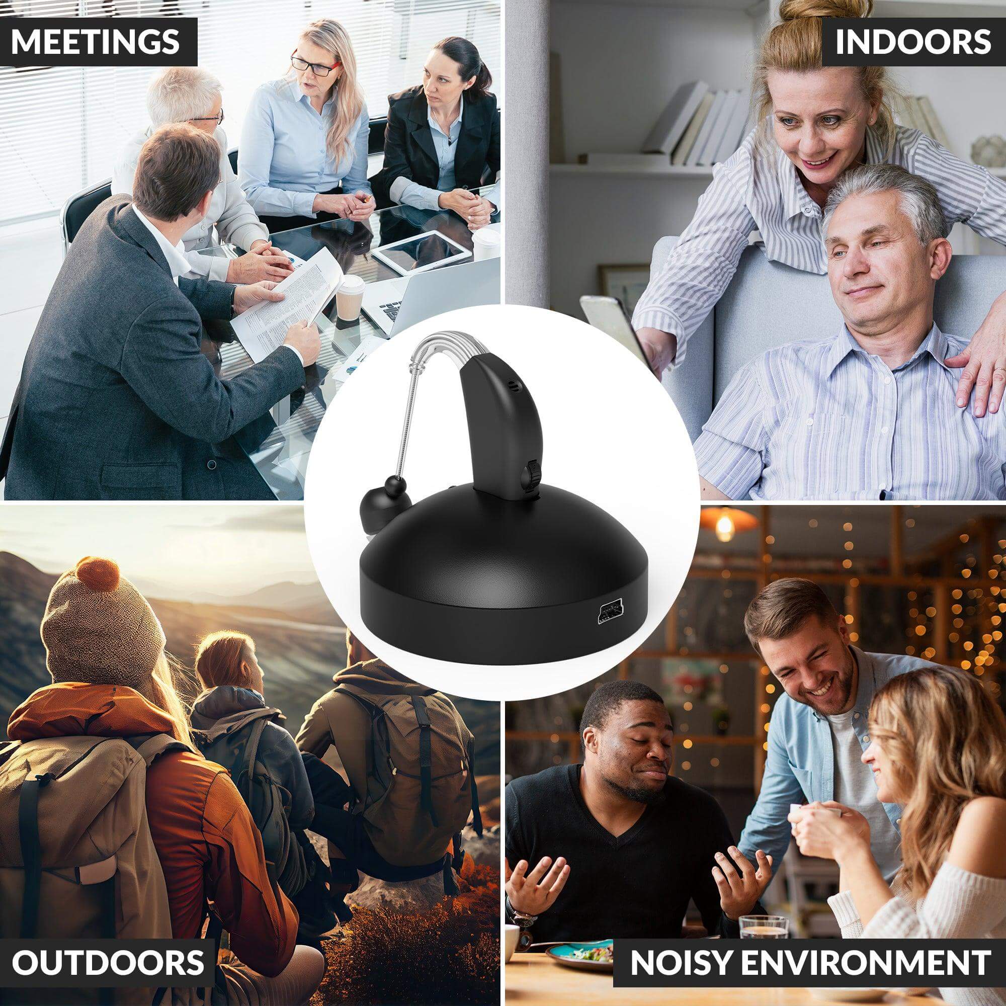 Digital Hearing Aids Set - Premium Rechargeable Behind The Ear Personal Sound Amplification Device - for Adults and Seniors with All-Day Battery Life