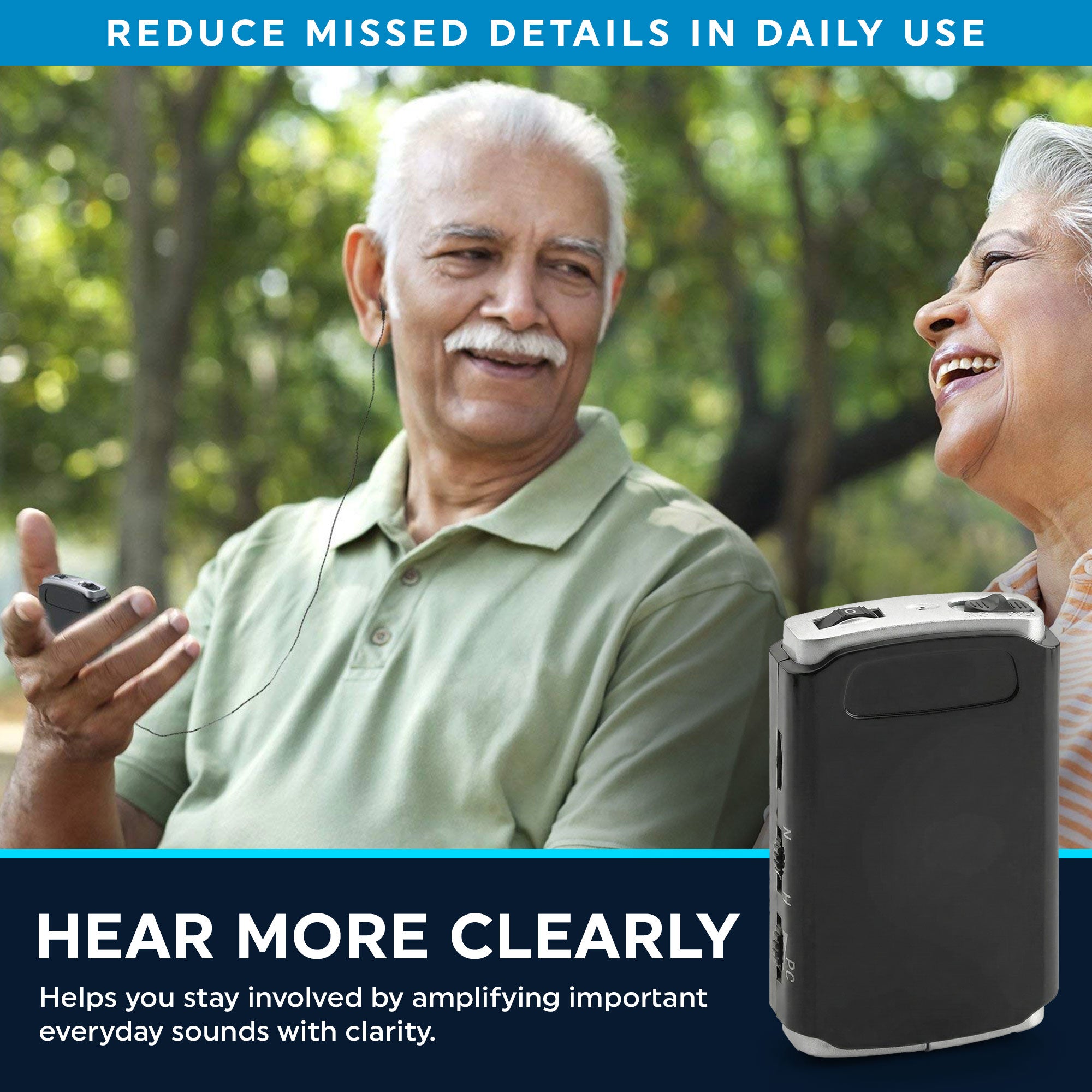 Rechargeable Personal Sound Aids - Pack of 2, Lightweight Compact Pocket Sounds Voice Enhancer Audio Hearing Device w/ Background Noise Reduction Digital Hearing for Adults and Seniors