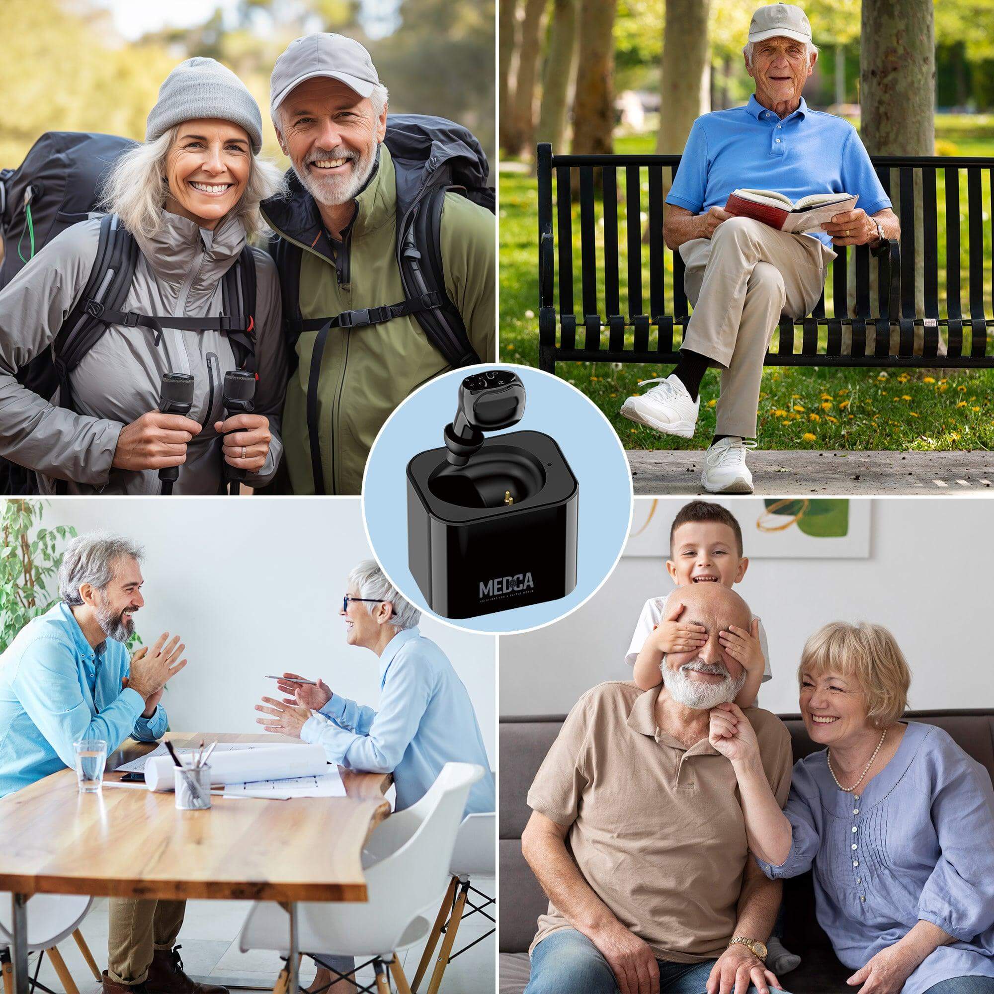 Digital Hearing Aid Rechargeable - HD Sound Hearing Aids for Adults and Seniors w/ Charging Base, Intelligent Noise Reduction - Single Hear Assist Unit for Either Right or Left Ear, Black