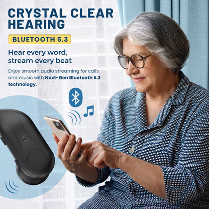 Rechargeable Bluetooth Hearing Aids for Seniors - Easy-to-Use Behind the Ear Sound Amplifier with Automatic Noise Cancelling - BTE Hearing Loss Aids for Adults Men & Women w/ LED Charging Case