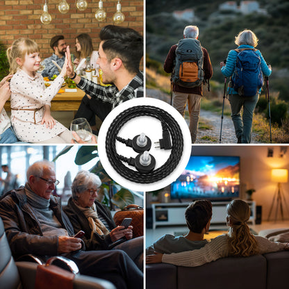 MEDca 2 Pin Hearing Aid Replacement Cord & Receiver Set - Compatible with Most Pocket Hearing Aids AVA-16 & AVA-68 Body Worn Hearing Amplifiers - 75cm Cable - Sound Amplifier Accessory & 6 Ear Domes