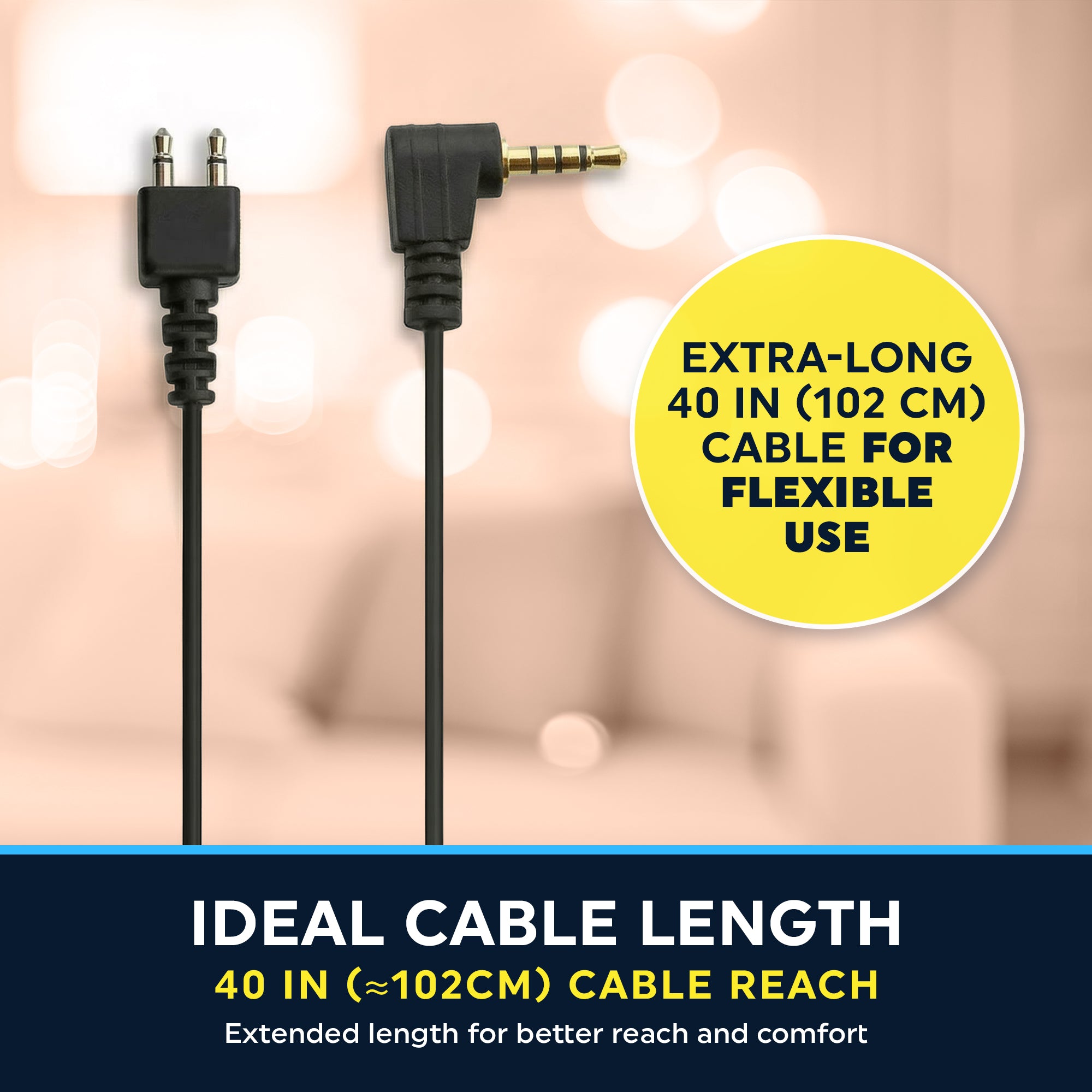 MEDca 2.5mm Hearing Aid Replacement Cord w/ 2-Pin Receiver & Earbud Set - Compatible with Pocket Hearing Aid Cable for Body Worn Sound Amplifiers - Personal Hearing Amplifier Accessory & 3 Ear Domes