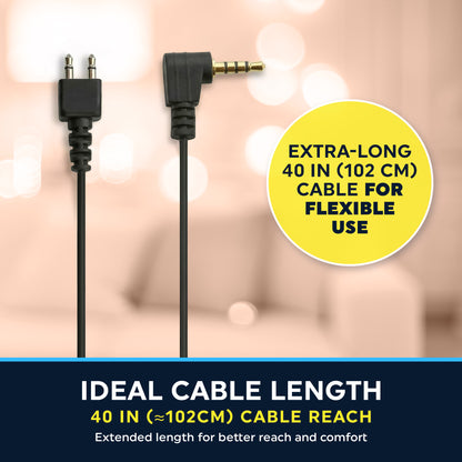 MEDca 2.5mm Hearing Aid Replacement Cord w/ 2-Pin Receiver & Earbud Set - Compatible with Pocket Hearing Aid Cable for Body Worn Sound Amplifiers - Personal Hearing Amplifier Accessory & 3 Ear Domes