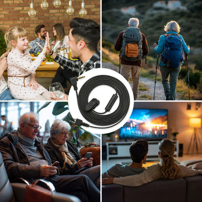 MEDca 2.5mm Hearing Aid Replacement Cord w/ 2-Pin Receiver & Earbud Set - Compatible with Pocket Hearing Aid Cable for Body Worn Sound Amplifiers - Personal Hearing Amplifier Accessory & 3 Ear Domes