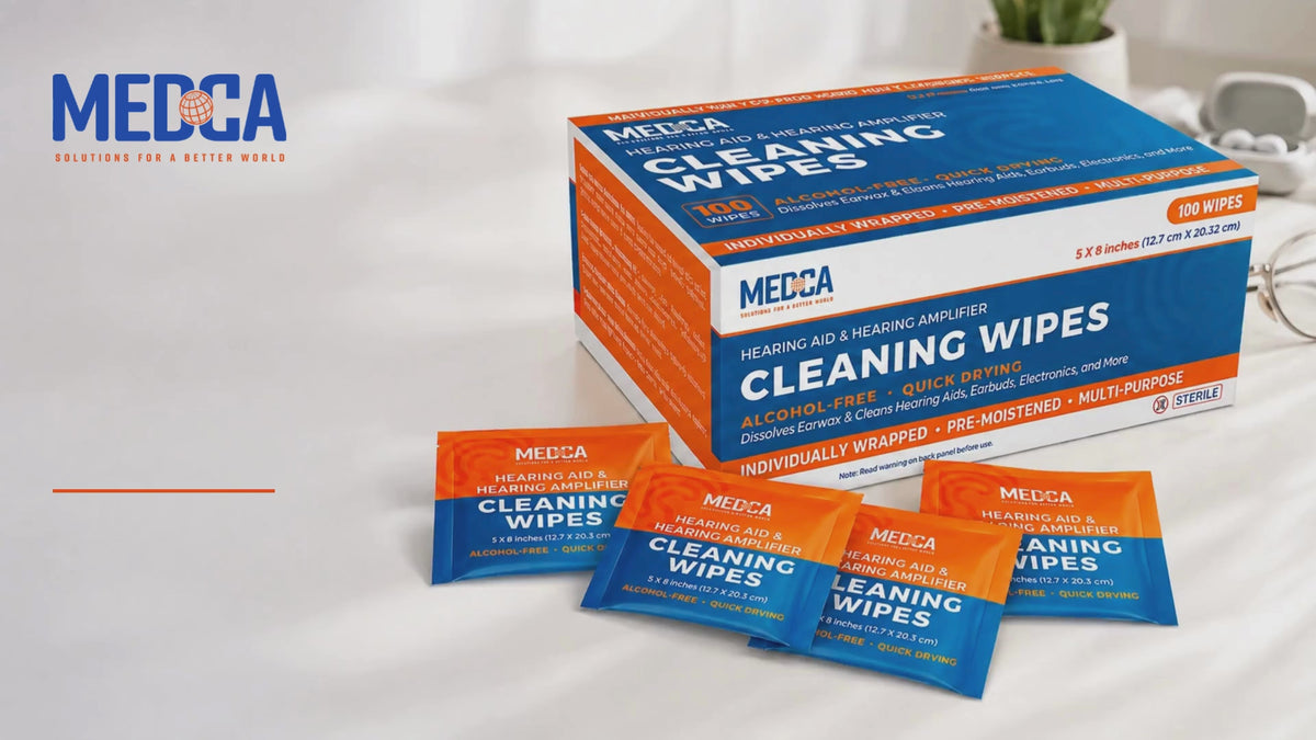 Hearing Aid and Hearing Amplifier Wipes - (100 Count) Individually Wrapped Singles for Hearing Aids, Earphones, Headphones
